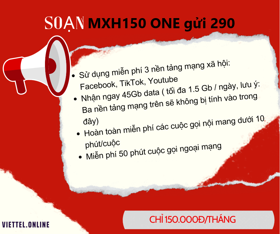 Gói cước MXH150 Viettel