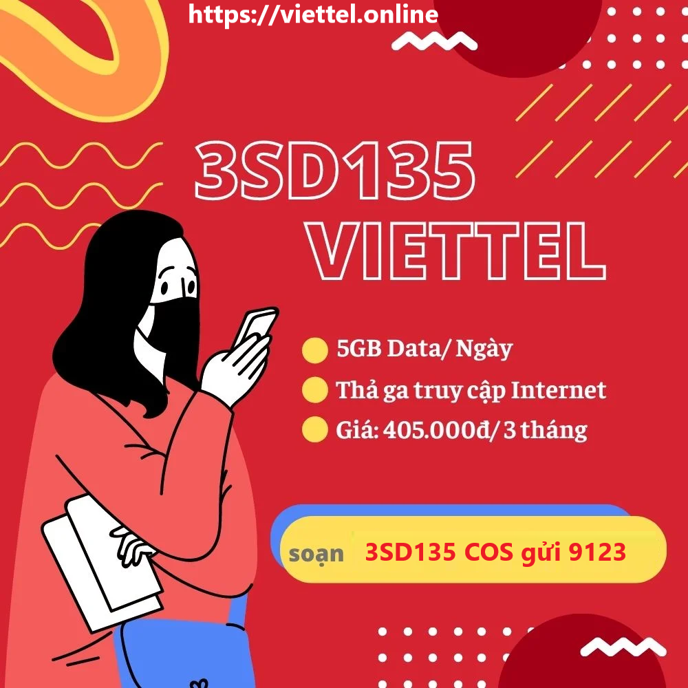 Gói cước 3SD135 Viettel Ưu Đãi 5 GB DATA / Ngày