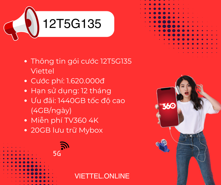 Gói cước 12T5G135Viettel