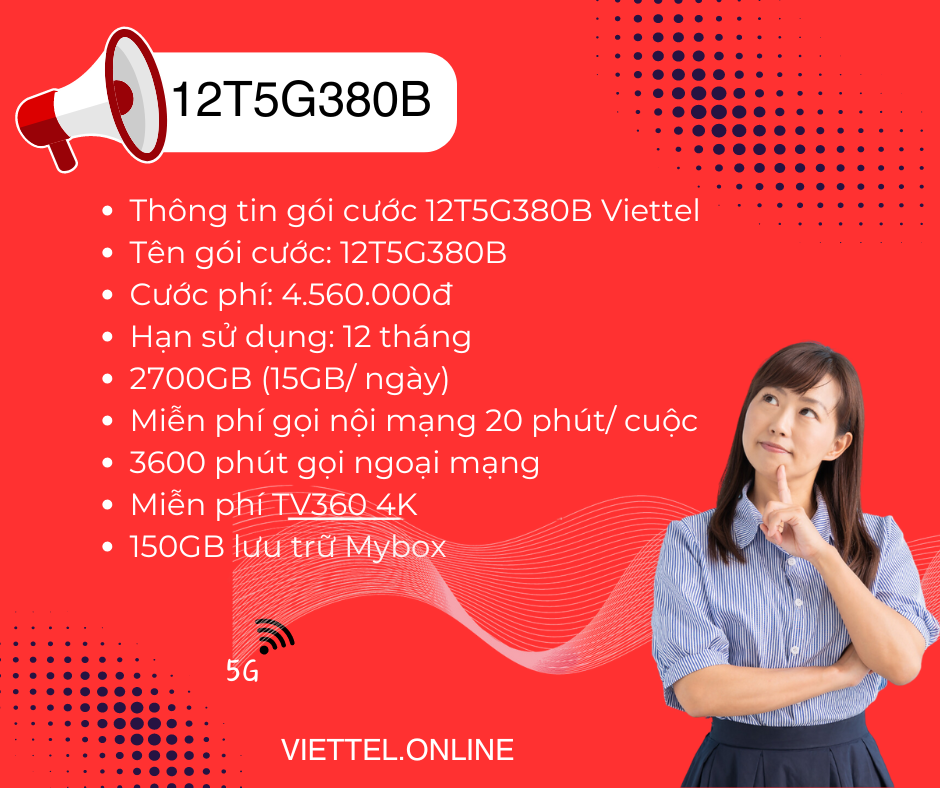 Gói cước 12T5G380B Viettel