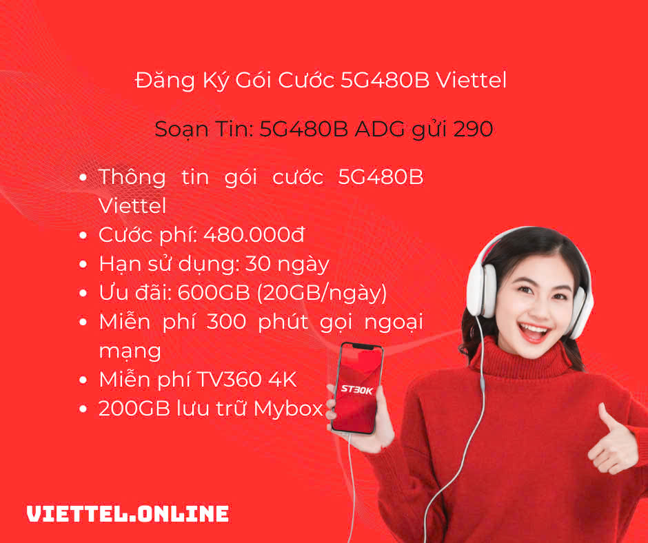 Gói cước 5G480B Viettel